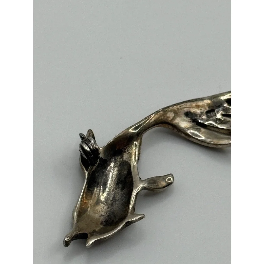 Sterling Silver Marcasite Fish Brooch Pin‎